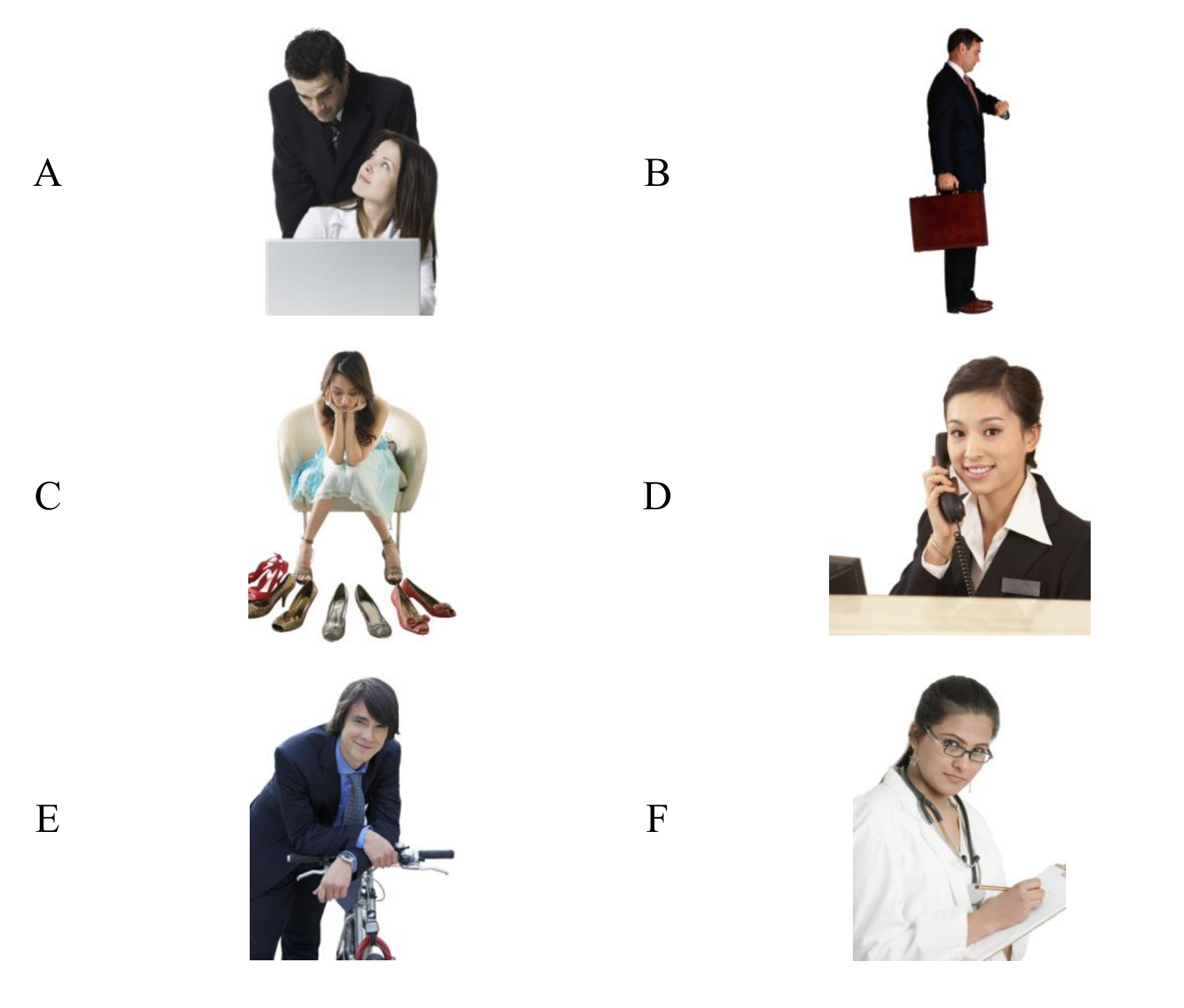 HSK 3 H31001 ตัวเลือกรูปภาพ A-F สำหรับข้อ 1-5
