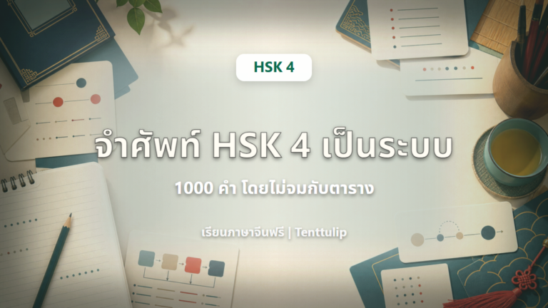 ปกบทเรียน HSK 4 วิธีจำคำศัพท์ HSK 4 ระบบใหม่ 1000 คำ โดยไม่จมกับตาราง