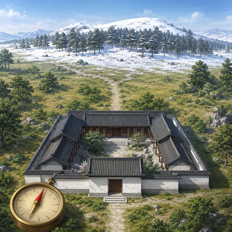 ภาพประกอบคำศัพท์จีน 北边 ภูเขาหิมะอยู่ทางเหนือของเรือนจีน