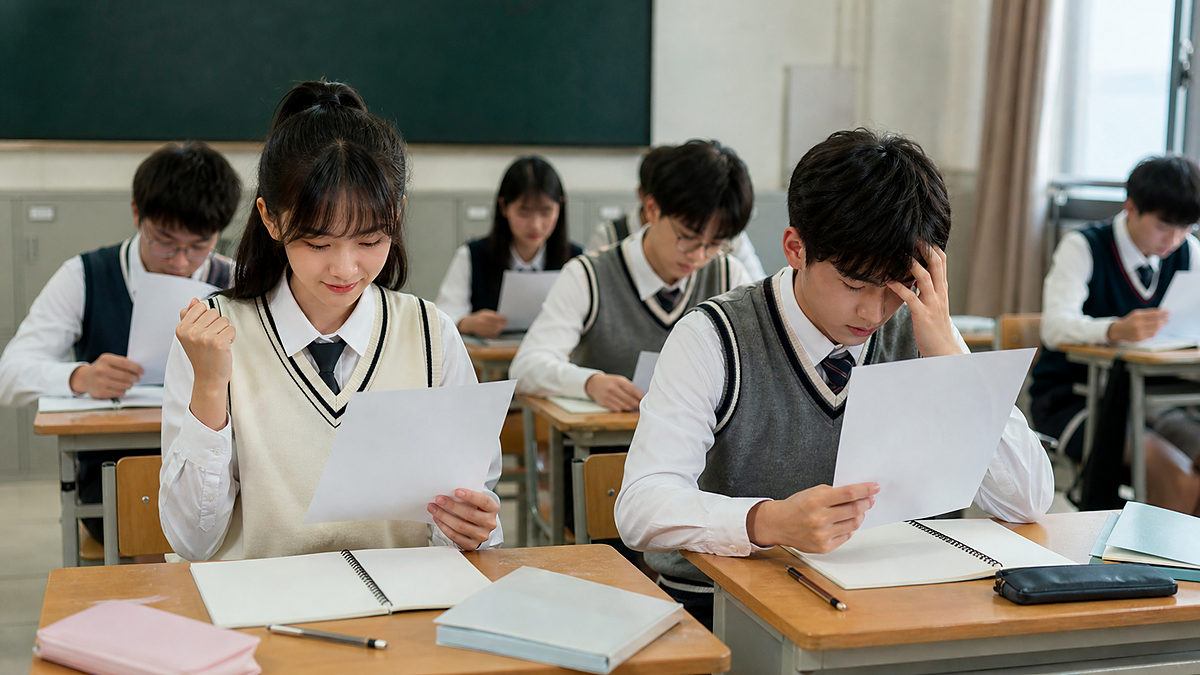 ฉากสอบและผลคะแนนในซีรีส์แนวโรงเรียน