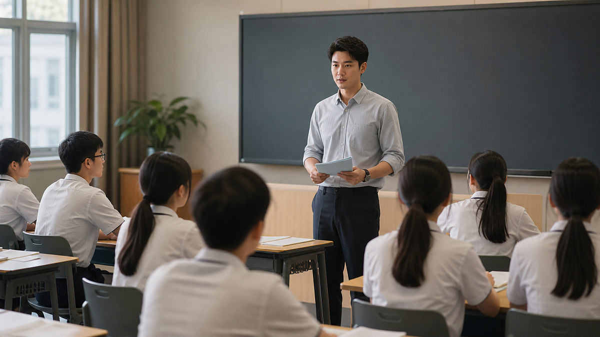 ครูประจำชั้นและนักเรียนในห้องเรียน