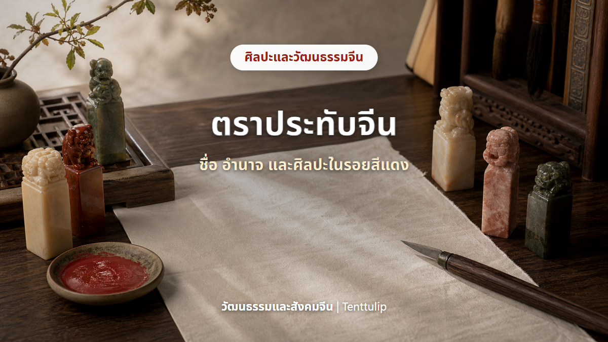 ตราประทับจีนและศิลปะแกะตราบนโต๊ะนักปราชญ์