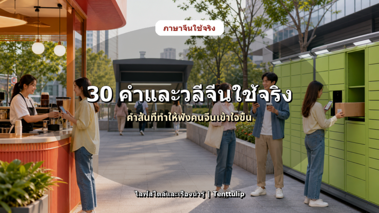 ปกบทความ 30 คำและวลีจีนที่ใช้จริงในชีวิตประจำวัน แต่ผู้เรียนมักไม่เจอในบทเรียนต้น ๆ