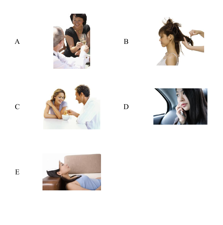 HSK 3 H31003 ตัวเลือกรูปภาพ A-E สำหรับข้อ 6-10