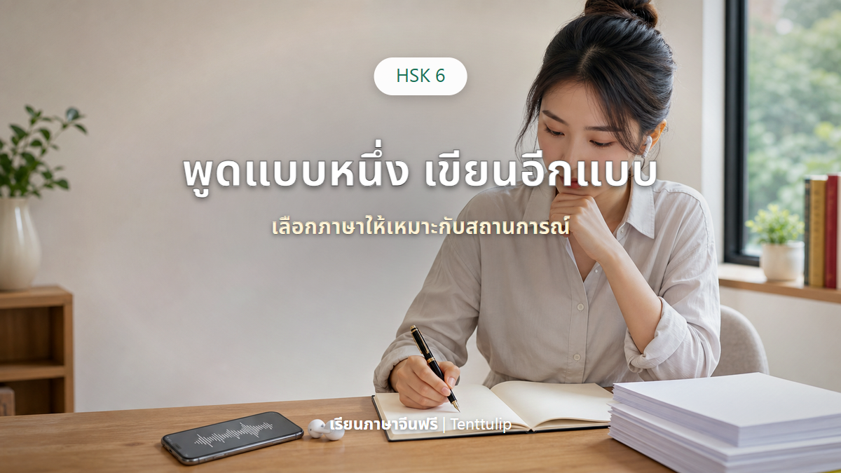ปกบทเรียน HSK 6 เปรียบเทียบภาษาจีนเขียนกับภาษาพูด