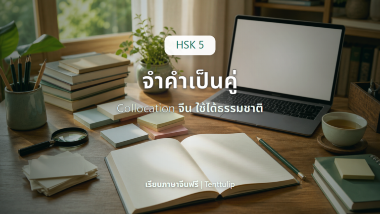 ปกบทความ HSK 5 Collocation คำจีนที่ต้องจำเป็นคู่
