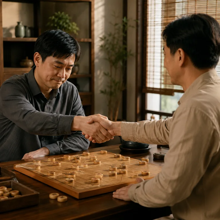 ภาพประกอบคำศัพท์จีน 败 ผู้เล่นยอมรับความพ่ายแพ้หลังจบเกม