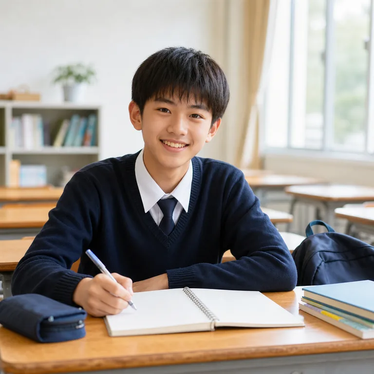 ภาพประกอบคำศัพท์จีน 中学生 นักเรียนวัยมัธยมกำลังเรียนอยู่ในห้องเรียน