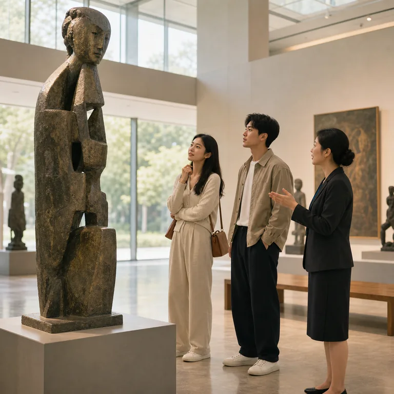 ภาพประกอบคำศัพท์จีน 参观 ผู้เข้าชมดูงานศิลป์ในแกลเลอรี