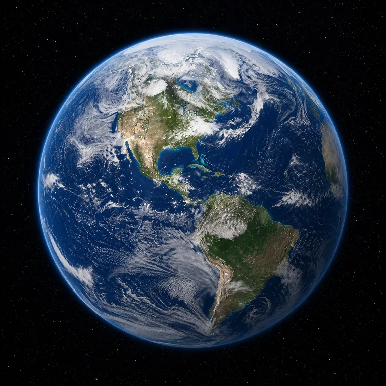 ภาพคำศัพท์จีน 地球 แสดงโลกสีน้ำเงินมองจากอวกาศ