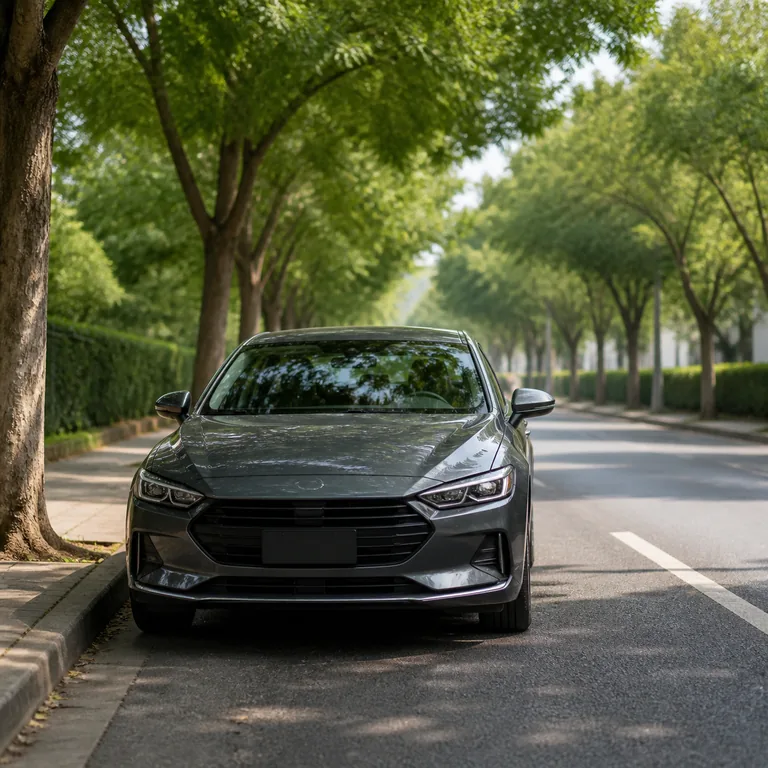 ภาพคำศัพท์จีน 停车 แสดงรถจอดข้างทางอย่างเรียบร้อย