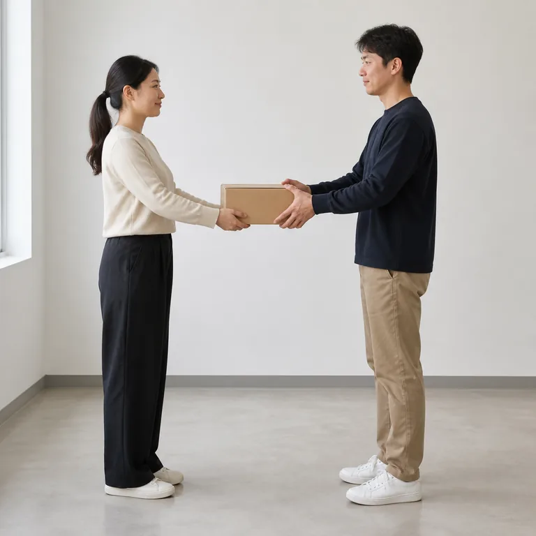 ชายกำลังรับพัสดุที่จัดไว้ให้จากผู้ส่งมอบ สื่อความหมายหนึ่งของ 领