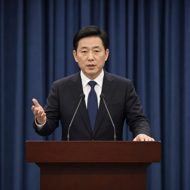 โฆษกกำลังแถลงจุดยืนอย่างเป็นทางการต่อไมโครโฟน สื่อความหมายของ 声明