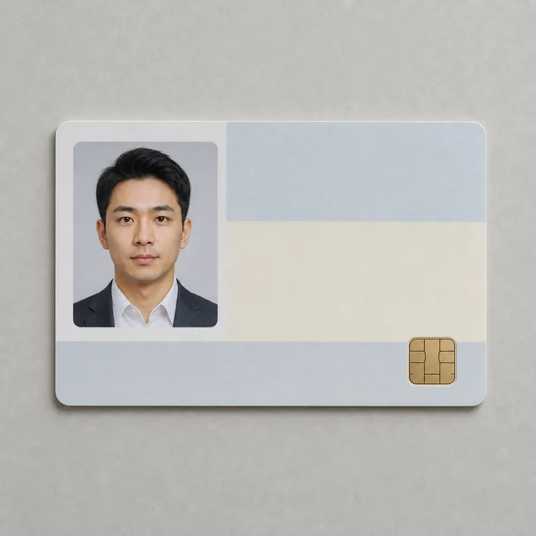 บัตรประจำตัวแบบติดรูปหนึ่งใบที่ช่องข้อมูลเว้นว่าง สื่อ 证件 ว่าเอกสารหรือบัตรทางการสำหรับยืนยันตัวตน สถานะ หรือสิทธิของผู้ถือ