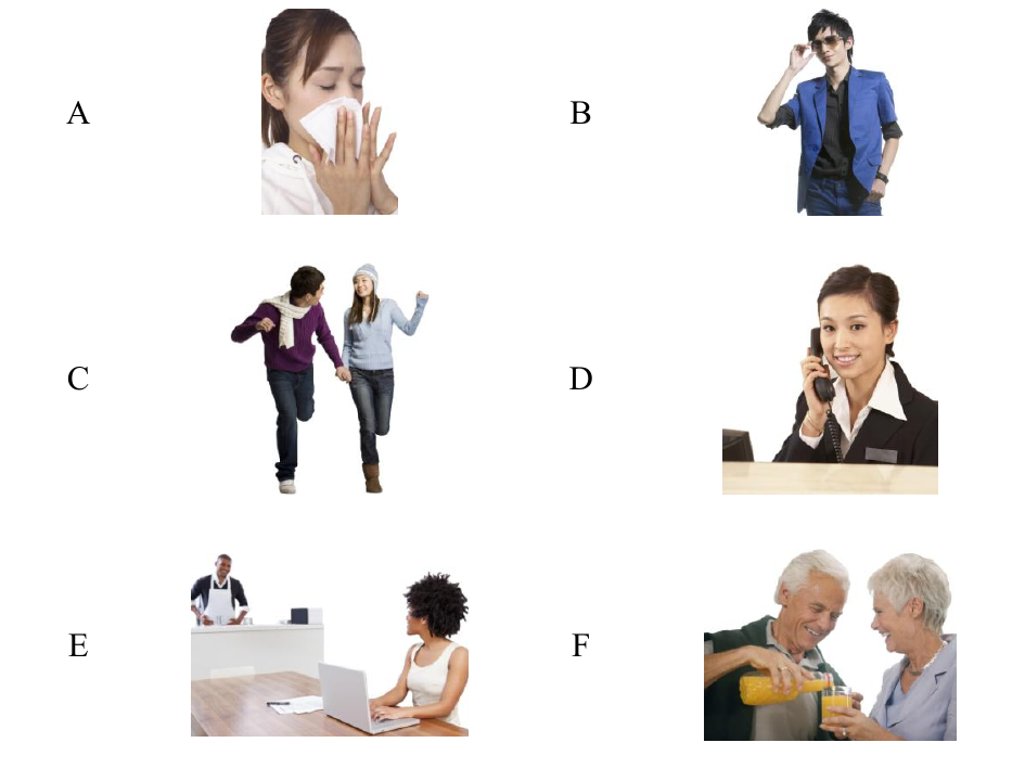 HSK 3 H31004 ตัวเลือกรูปภาพ A-F สำหรับข้อ 1-5