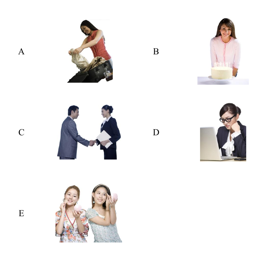 HSK 3 H31006 ตัวเลือกรูปภาพ A-E สำหรับข้อ 6-10