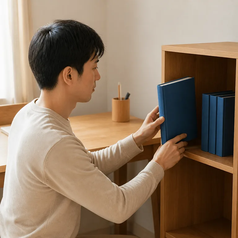 คนกำลังจัดหนังสือให้เป็นระเบียบบนชั้น สื่อ 整理 ว่าจัดระเบียบ