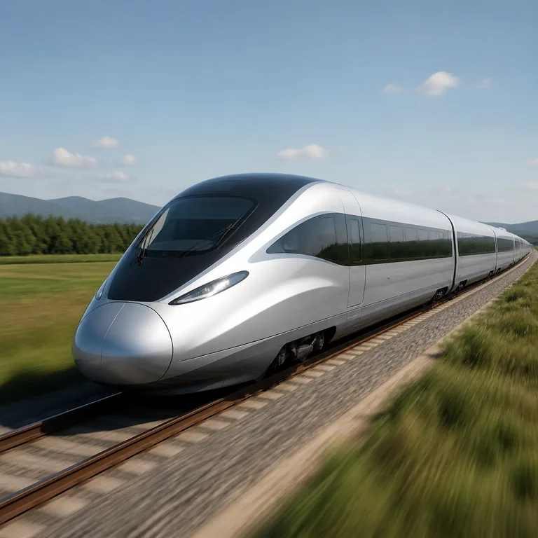 รถไฟความเร็วสูงหนึ่งขบวนเคลื่อนที่อย่างรวดเร็วบนราง สื่อความหมายของ 快速