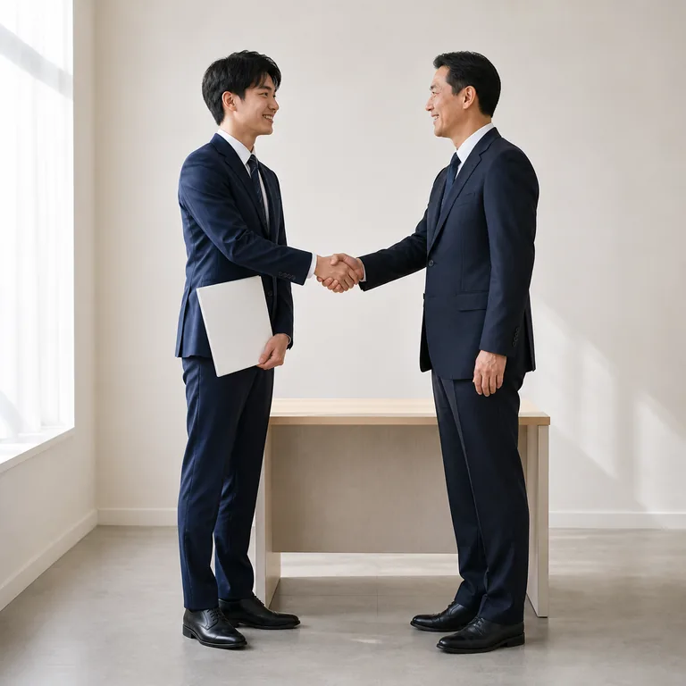 ผู้สมัครและผู้ว่าจ้างจับมือหลังตกลงรับเข้าทำงาน สื่อความหมายของ 就业