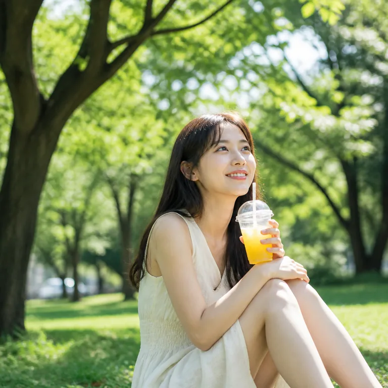 ภาพวันแดดจัดในสวน สื่อความหมาย 夏天 ว่าฤดูร้อน