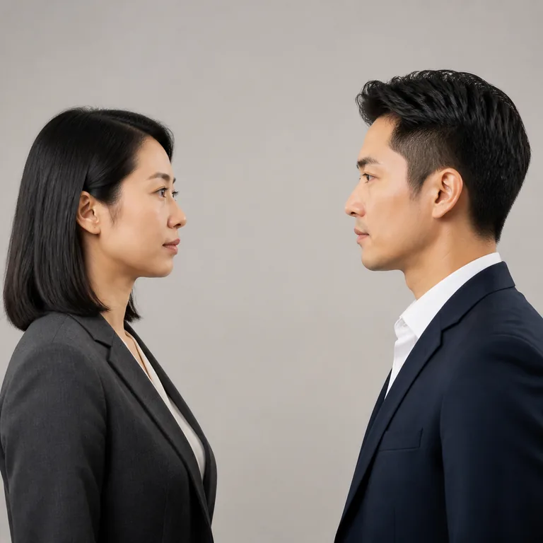 ผู้ใหญ่สองคนจากสองฝ่ายยืนหันหน้าเข้าหากันในบรรยากาศการเจรจา สื่อความหมายของ 双方