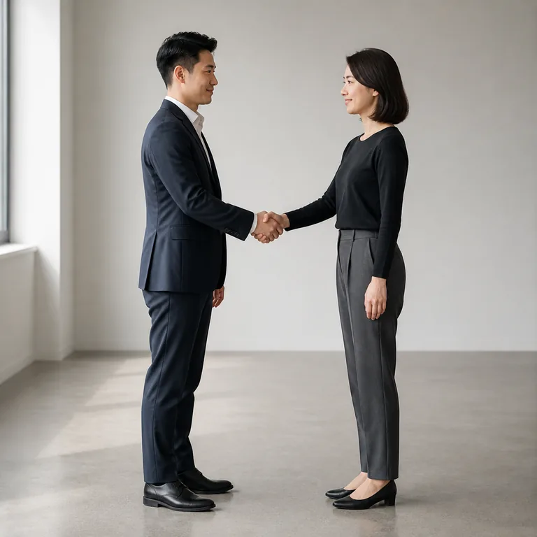 ผู้ใหญ่ชาวเอเชียตะวันออกสองคนจับมือกันเพื่อเริ่มต้นความร่วมมือและสร้างความสัมพันธ์อย่างเป็นทางการ สื่อความหมายของ 建立