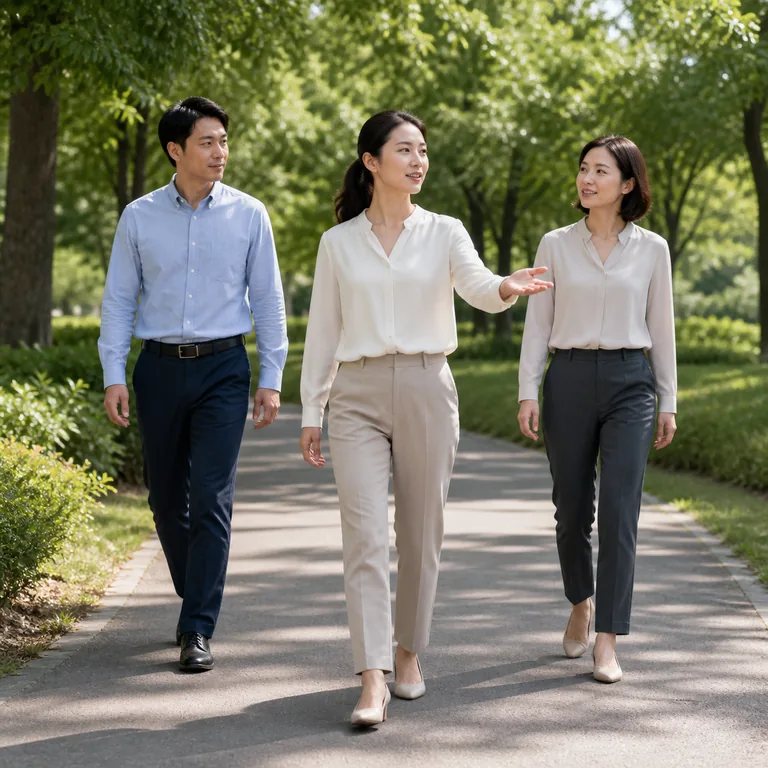 ผู้นำหญิงเดินนำและชี้ทิศทางให้เพื่อนร่วมทีมสองคน สื่อความหมายของ 领导