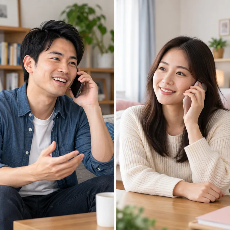 เพื่อนผู้ใหญ่สองคนอยู่คนละห้องและติดต่อพูดคุยกันทางโทรศัพท์